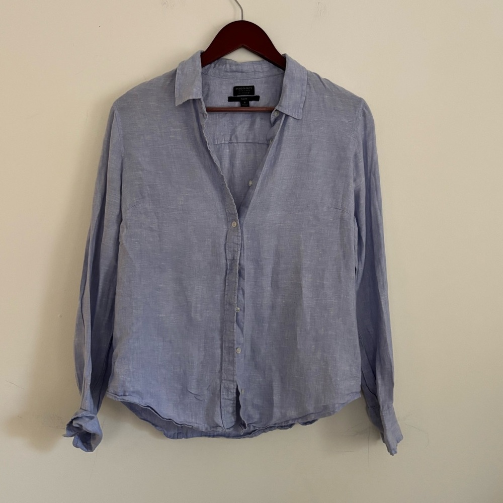 Banana Republic Linen Button-Down Shirt - Light Blue